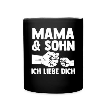 Mutter Muttertag Mama und Sohn - Tasse einfarbig - Schwarz - Vorne