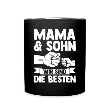 Mutter Muttertag Mama und Sohn - Tasse einfarbig - Schwarz - Vorne
