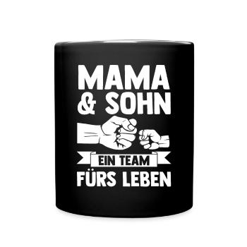 Mutter Muttertag Mama und Sohn - Tasse einfarbig - Schwarz - Vorne