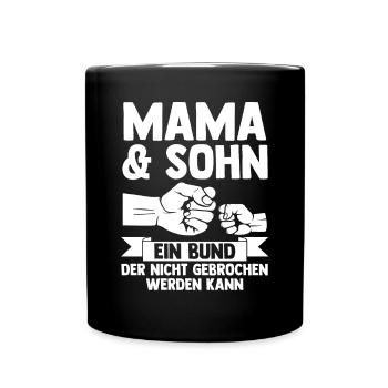 Mutter Muttertag Mama und Sohn - Tasse einfarbig - Schwarz - Vorne