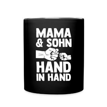 Mutter Muttertag Mama und Sohn - Tasse einfarbig - Schwarz - Vorne