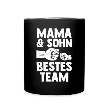 Mutter Muttertag Mama und Sohn - Tasse einfarbig - Schwarz - Vorne