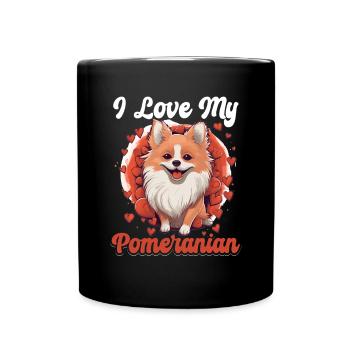 Pomeranian Pom Dog Pom-Pom - I Love my Pomeranian - Full Colour Mug - black - Front