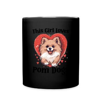 Pomeranian Pom-Pom - This Girl loves Pom Dogs - Full Colour Mug - black - Front