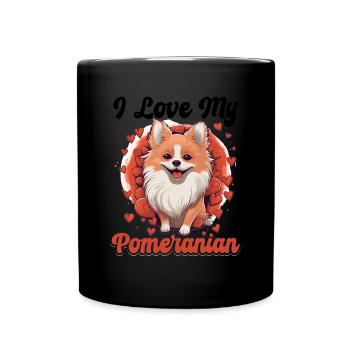 Pomeranian Pom Dog Pom-Pom - I Love my Pomeranian - Full Colour Mug - black - Front