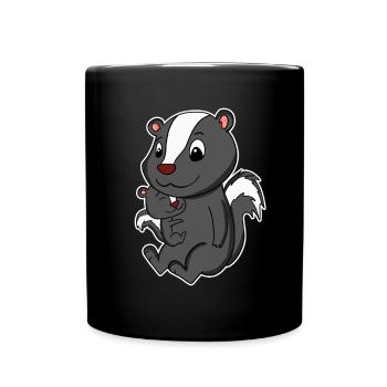 Skunk Family - Skunk avec bébé - Mug uni - noir - Devant