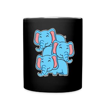Cute Elephant - Elephant Motif - Full Colour Mug - black - Front