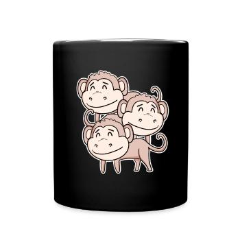Cute Monkey - Monkey Motif - Full Colour Mug - black - Front