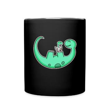 Dinosaure avec bébé dinosaure - Dino - Mug uni - noir - Devant