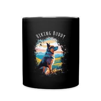 Hiking Buddy - Dein treuer Hund am Gipfel - Tasse einfarbig - Schwarz - Vorne