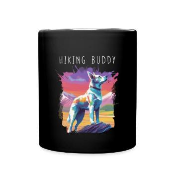 Hiking buddy - Colorful four-legged friend at the summit - Full Colour Mug - black - Front