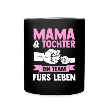 Mutter Muttertag Mama und Tochter - Tasse einfarbig - Schwarz - Vorne