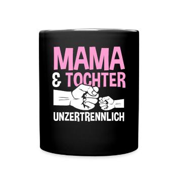 Mutter Muttertag Mama und Tochter - Tasse einfarbig - Schwarz - Vorne