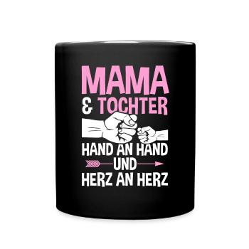 Mutter Muttertag Mama und Tochter - Tasse einfarbig - Schwarz - Vorne