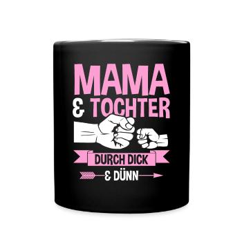 Mutter Muttertag Mama und Tochter - Tasse einfarbig - Schwarz - Vorne