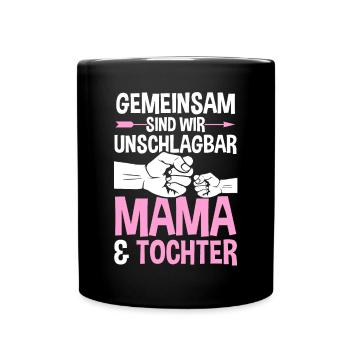 Mutter Muttertag Mama und Tochter - Tasse einfarbig - Schwarz - Vorne