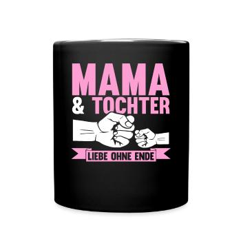 Mutter Muttertag Mama und Tochter - Tasse einfarbig - Schwarz - Vorne
