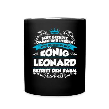 Leonard Name Design - Tasse einfarbig - Schwarz - Vorne