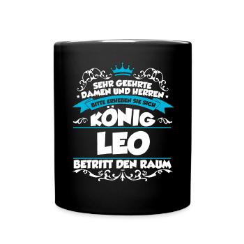 Leo Name Design - Tasse einfarbig - Schwarz - Vorne