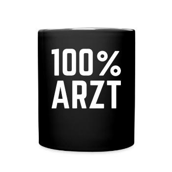 Doktor - 100% Arzt - Tasse einfarbig - Schwarz - Vorne
