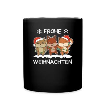 Frohe Weihnachten Eichhörnchen Heiligabend - Tasse einfarbig - Schwarz - Vorne