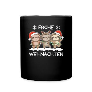Merry Christmas Sloth Christmas Eve Sloths - Full Colour Mug - black - Front