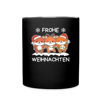 Merry Christmas Fox Christmas Eve Foxes - Full Colour Mug - black - Front