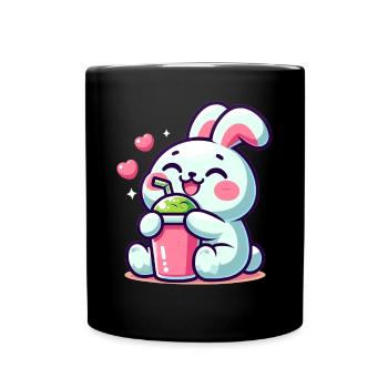 Rabbit Bubble Tea Kawaii - Full Colour Mug - black - Front