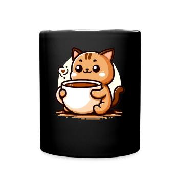 Chat Café Kawaii - Mug uni - noir - Devant