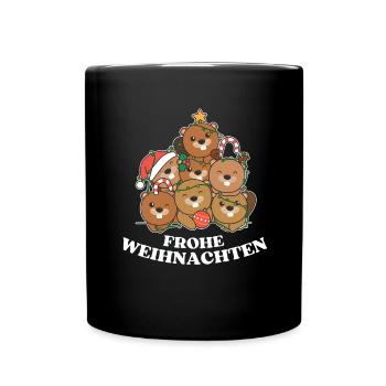 Frohe Weihnachten Biber Heiligabend Bibern - Tasse einfarbig - Schwarz - Vorne