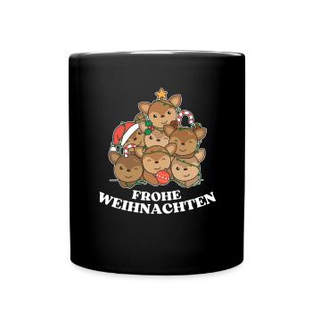 Merry Christmas Deer Christmas Eve Deer - Full Colour Mug - black - Front