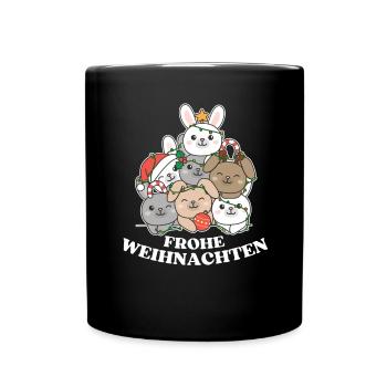 Frohe Weihnachten Hase Heiligabend Hasen - Tasse einfarbig - Schwarz - Vorne
