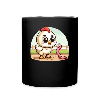 Hühnerwurm-Farm-Farm-Bauer - Tasse einfarbig - Schwarz - Vorne