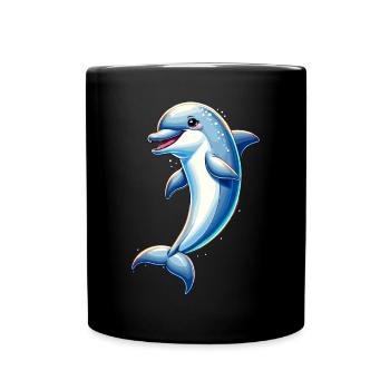 Delfin-Ozean - Tasse einfarbig - Schwarz - Vorne