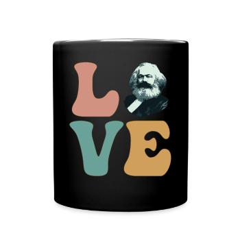 Karl Marx LIEBE Kommunismus Kommunistischer Sozial - Tasse einfarbig - Schwarz - Vorne