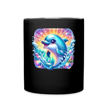 Delfin-Ozean - Tasse einfarbig - Schwarz - Vorne