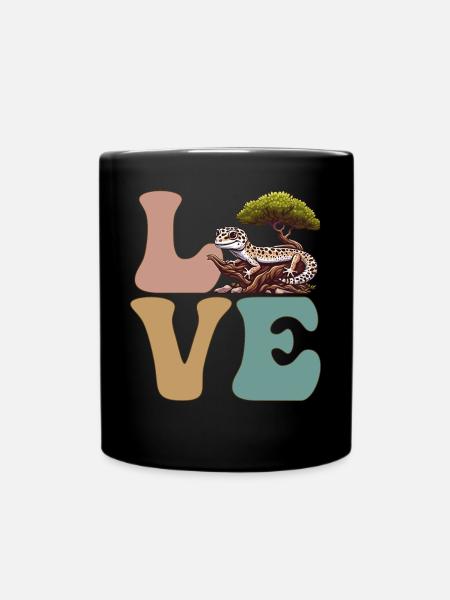 Leopardgecko Eidechse Reptil - Tasse einfarbig - Schwarz