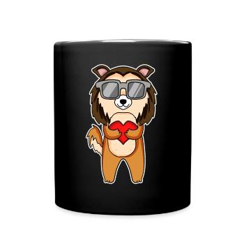 Dog with heart and glasses - Full Colour Mug - black - Front