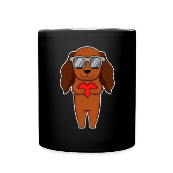 Dog with heart and glasses - Dachshund - Full Colour Mug - black - Front