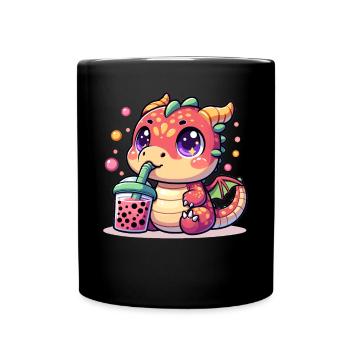Boba Thé Dragon Kawaii - Mug uni - noir - Devant
