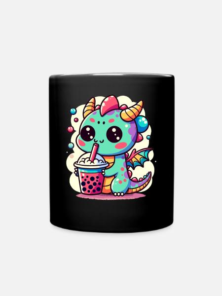Boba Thé Dragon Kawaii - Mug uni - noir