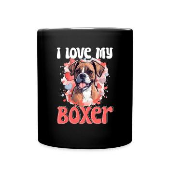 Boxer chien race animal de compagnie - J’aime mon boxer - Mug uni - noir - Devant