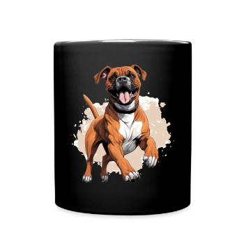 Boxer Dog Breed Pet - Cute Graphic - Full Colour Mug - black - Front