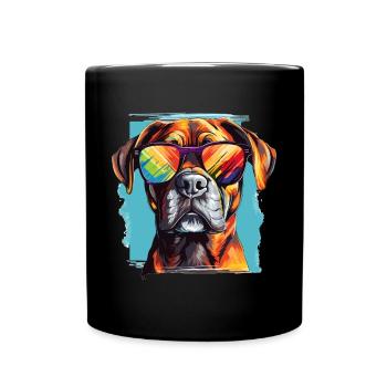 Boxer chien race animaux de compagnie lunettes de soleil Pop Art coloré - Mug uni - noir - Devant