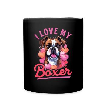 Boxer chien race animal de compagnie - J’aime mon boxer - Mug uni - noir - Devant