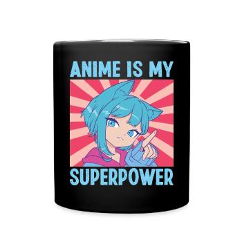 Anime is my Superpower Funny Anime Lovers Kids Boy - Full Colour Mug - black - Front