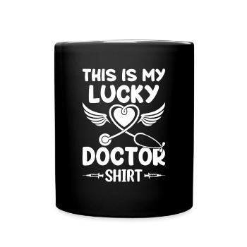 C’est mon porte-bonheur docteur chemise - médecin urgentiste - Mug uni - noir - Devant