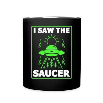 Alien, UFO, UAP, Space, Weltraum Flugobjekt - Tasse einfarbig - Schwarz - Vorne