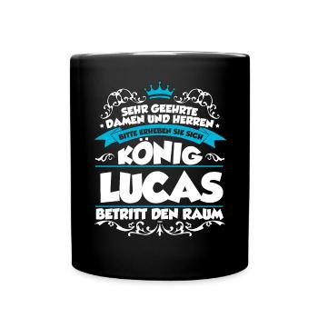 Lucas Name Design - Tasse einfarbig - Schwarz - Vorne