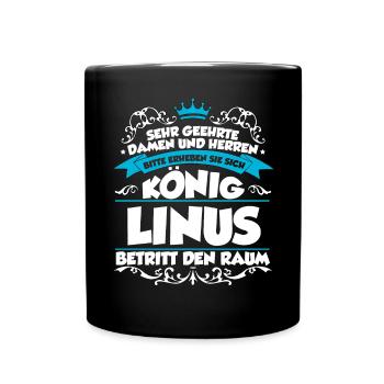Linus Name Design - Tasse einfarbig - Schwarz - Vorne